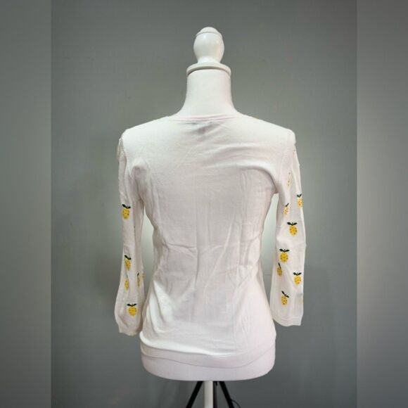 White Talbots Fruit Print Cardigan Size XS EUC - Picture 2 of 6